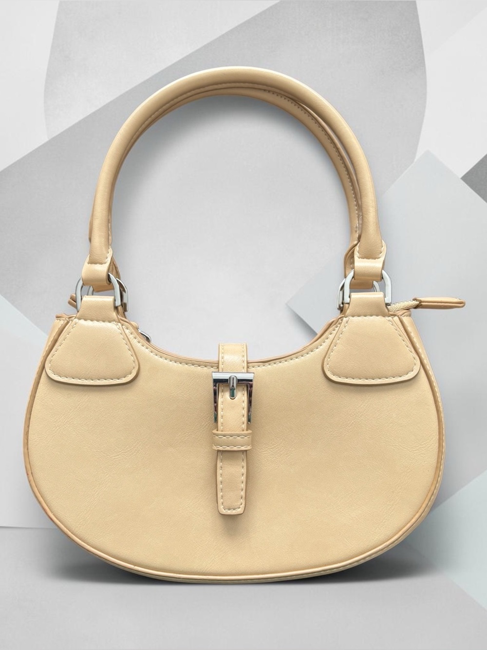 Mango Tan Faux Leather Mini Crescent Shoulder Bag Y2K-Inspired Minimalist NEW
